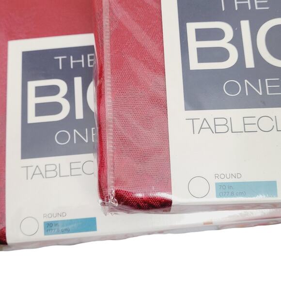 Kohls The Big One Christmas Tablecloths 70" ROUND Lot Red Poinsettias NIP Covers - Picture 3 of 6